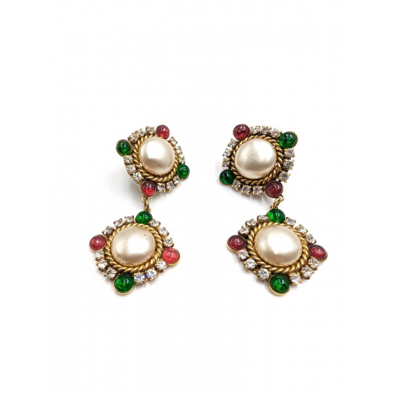 Boucles d'oreilles Chanel Gripoix vintage
