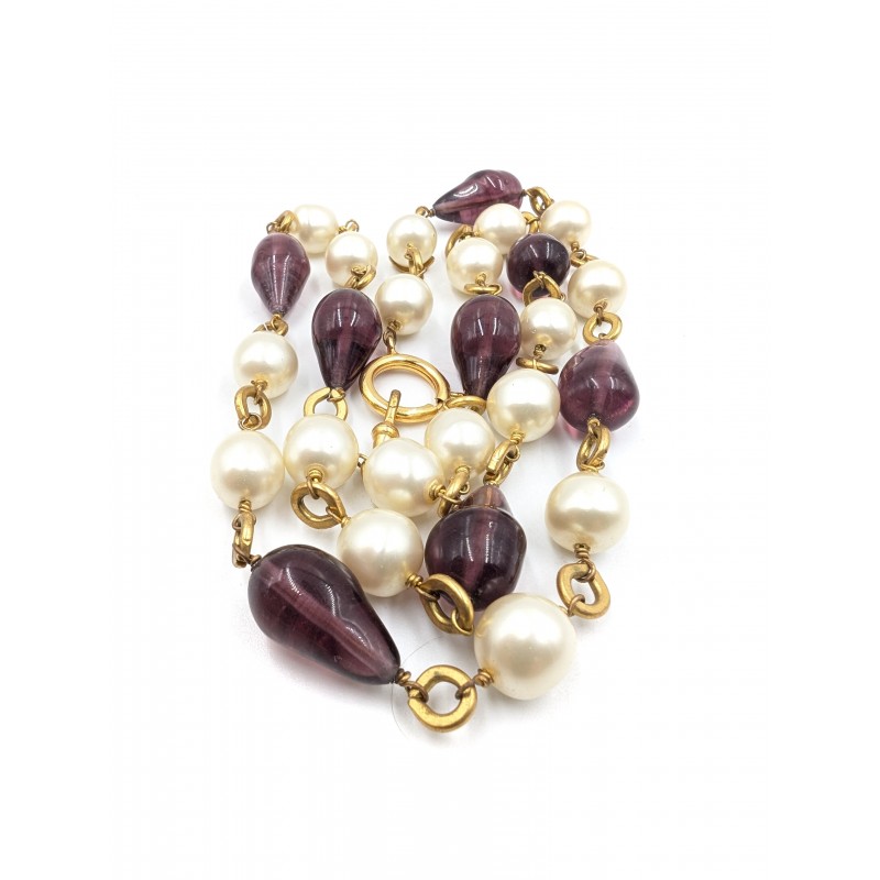 Collier sautoir Chanel Gripoix vintage perle