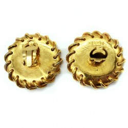 Boucles d'oreilles Hermès vintage boutons de sellerie dorées